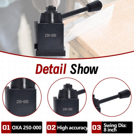 Findmall 6Pcs OXA 250-000 Wedge Type Tool Post Set Quick Change Tool Post Set Lathe Holder OXA Tool Post Set Fit for Lathe