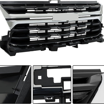 Findmall Front Upper Bumper Grille with Chrome Trim Replacement for Colorado 2021-2022
