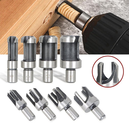findmall 8Pcs Wood Plug Cutter Drills Bit Set (5/8", 1/2", 3/8", 1/4") Straight and Tapered Taper, Carbon Steel Woodworking Cutting Tool