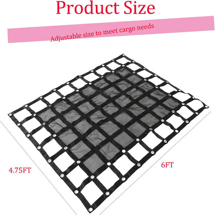 Findmall Heavy Duty Cargo Net, Adjustable Trailer Cargo Net, Cargo Net with S-Hook Fittings, Truck Bed Net, Black