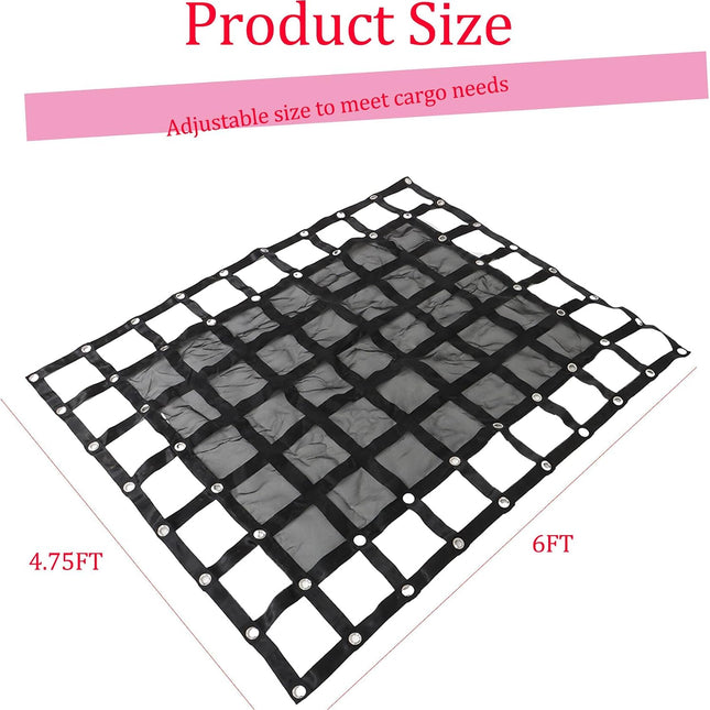 Findmall Heavy Duty Cargo Net, Adjustable Trailer Cargo Net, Cargo Net with S-Hook Fittings, Truck Bed Net, Black