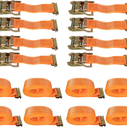 Findmall 4/8 Pack 2" x 15' E-Track Ratchet Straps 4400Lbs Heavy Duty Cargo Tie Down Straps with Steel Ratchet for Truck, Trailer, Transportation and Storage