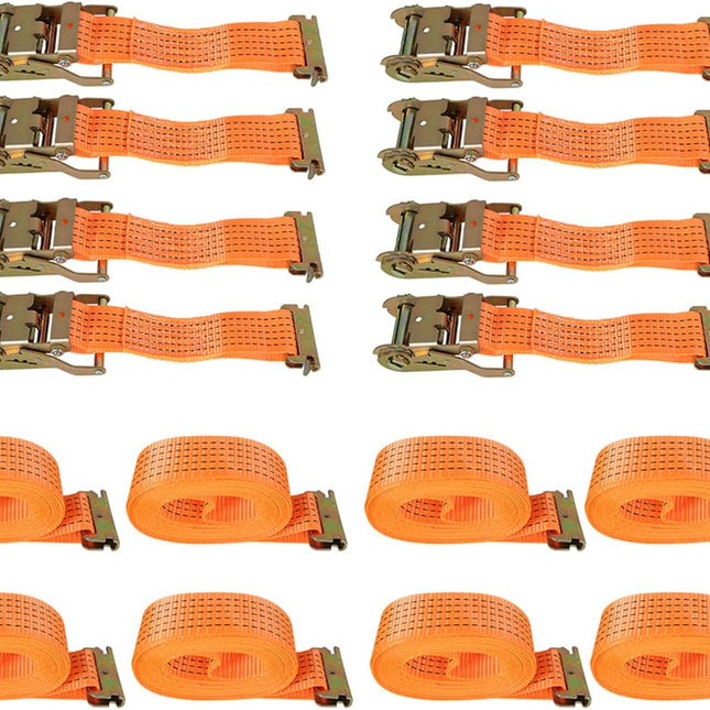 Findmall 4/8 Pack 2" x 15' E-Track Ratchet Straps 4400Lbs Heavy Duty Cargo Tie Down Straps with Steel Ratchet for Truck, Trailer, Transportation and Storage
