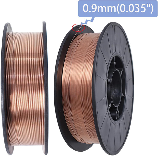 2 Spool 0.035 Inch Solid Mig Welding Wire 10 Pound Spool ER70S-6 Mild Steel Welding Wire (0.9 MM)