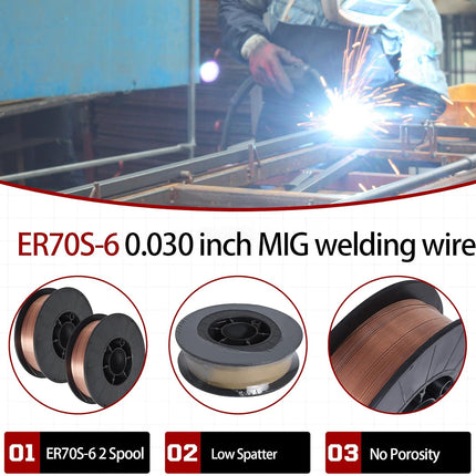 findmall 1/2 Spool ER70S-6 Mild Steel MIG Welding Wire Spool 0.030 Inch (0.8 MM)