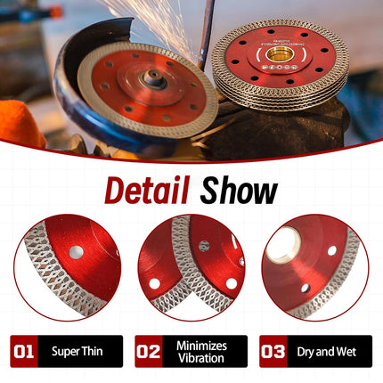 findmall 4 Inch Super Thin Diamond Porcelain Saw Blades for Ceramic Tile, Porcelain, Granite & Marble Cutting (5 Pack)