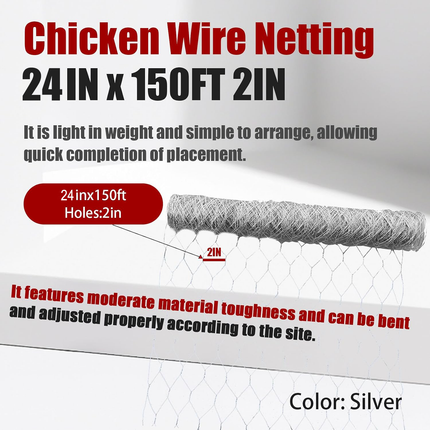 Findmall Galvanized Chicken Wire Fence 2 Inch Hexagonal Mesh Poultry Netting 0.9mm Wire Garden Fence for Chicken Coop Rabbit Fence Garden Protection