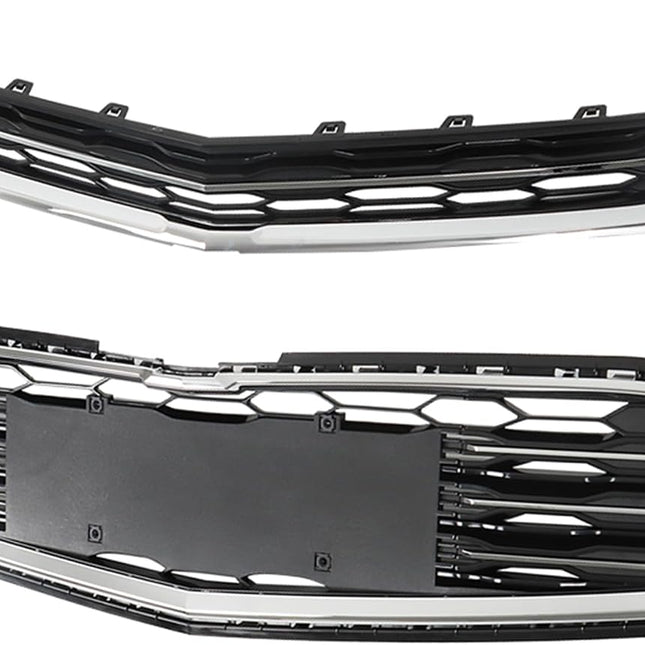 Findmall Black and Chrome Honeycomb Front Upper and Lower Bumper Grille Set Replacement for Malibu 2016-2018
