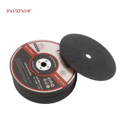 Findmall 25 Pack 3" x 1/32" x 1/4" Cut Off Wheel – Cuts Metal, Steel, Stainless Steel Aluminum Oxide, 1/32" Thin Disc for Angle Grinder, 1/4" Arbor