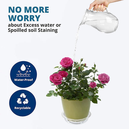 Findmall Plastic Plant Saucer Drip Trays, 5/10 Pack Clear Heavy Duty Flower Pot Saucers for Indoor Outdoor Plants, Round Drainage Trays for Planters