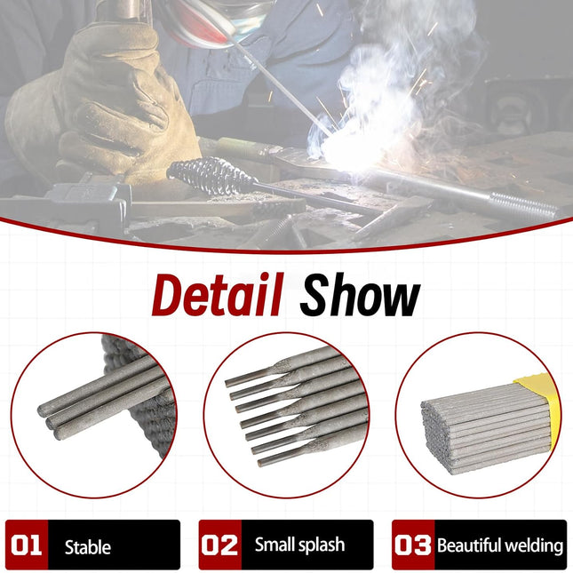Findmall E7018 Welding Rods Carbon Steel Stick Electrodes 3/32" 1/8" 5/32" 3/16" Arc Welding Rods for AC/DC Welding