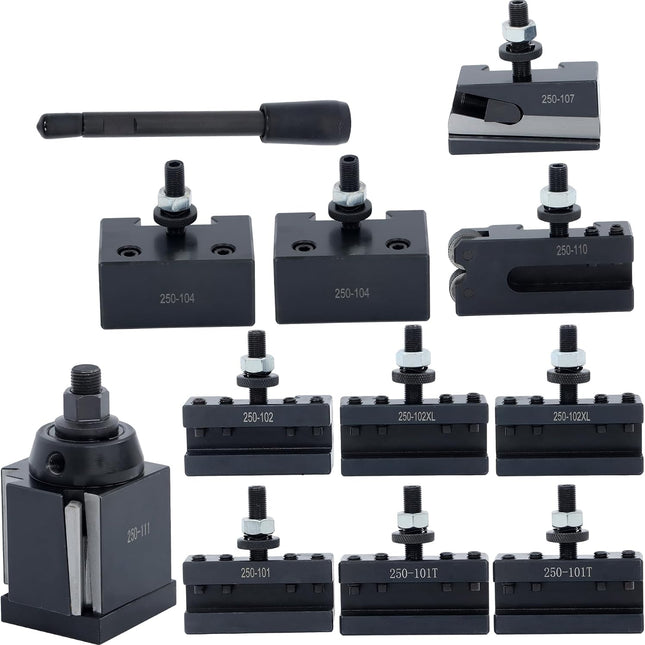 Findmall AXA 250-111 Wedge Type Tool Post, Tool Holder Set 11PC, Lathe 6-12