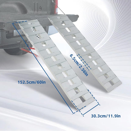 findmall 60 inch X 12 inch Aluminum 1 Pair Ramps Trailer Ramps 6000LBS Hook Ramp Attachment End
