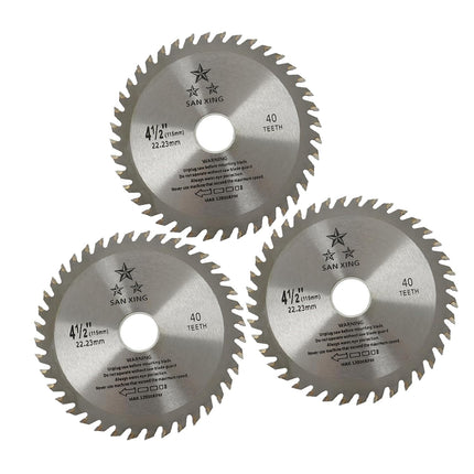 findmall 3PCS 4-1/2" 40T Circular Saw Blades, General Purpose Carbide-Tipped Cutting Blades for Wood, Plastic, Metal & Tile, 7/8" Arbor