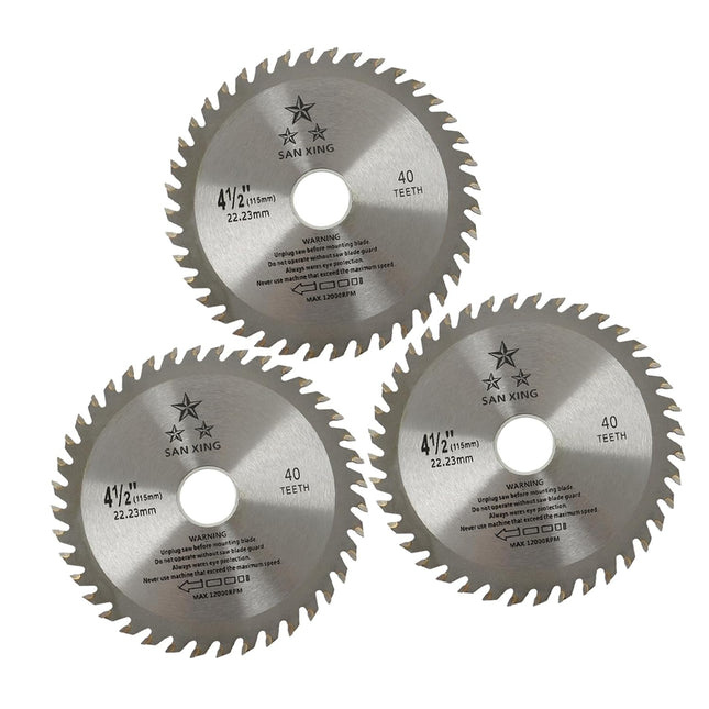 findmall 3PCS 4-1/2" 40T Circular Saw Blades, General Purpose Carbide-Tipped Cutting Blades for Wood, Plastic, Metal & Tile, 7/8" Arbor