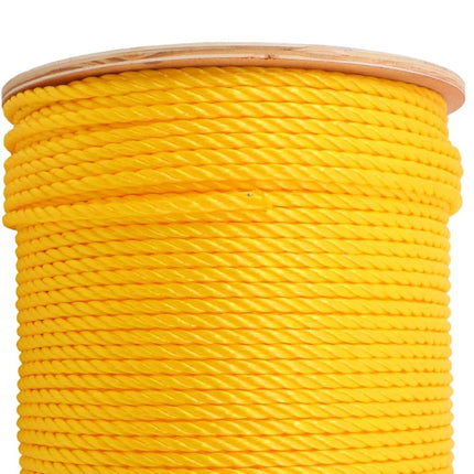 Findmall Orange Yellow 1/4in X 600ft 3 Stranded Braided Rope Heavy Duty Poly Ropes for DIY Projects, Commercial Use, Barrier Rope Breaking Strength 8500 pounds