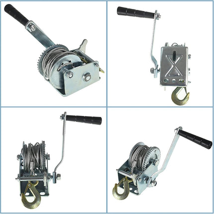 findmall Boat Trailer Winch 800lbs with 8m 26ft Steel Cable, Crank Cable Gear Winch with Hook, Heavy Duty Hand Winch with 4.1:1 Ratio for Boat, Trailer, Deer Feeder