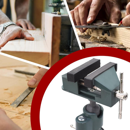 Findmall Universal Table Vise 3" Aluminum Swivel Bench Vise 360 Degrees Rotating Fit for Holding Small Parts in Jewelry Hobby Model Making Electronics and More