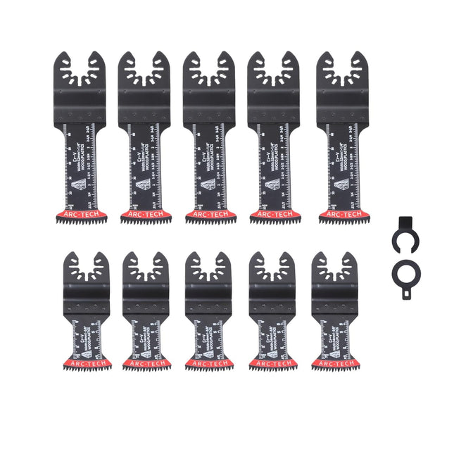 Findmall Oscillating Saw Blades Set, 10PCS (5 of 1-1/2", 5 of 2-11/16"), Japanese Tooth, Curved Edge, Extra-Long