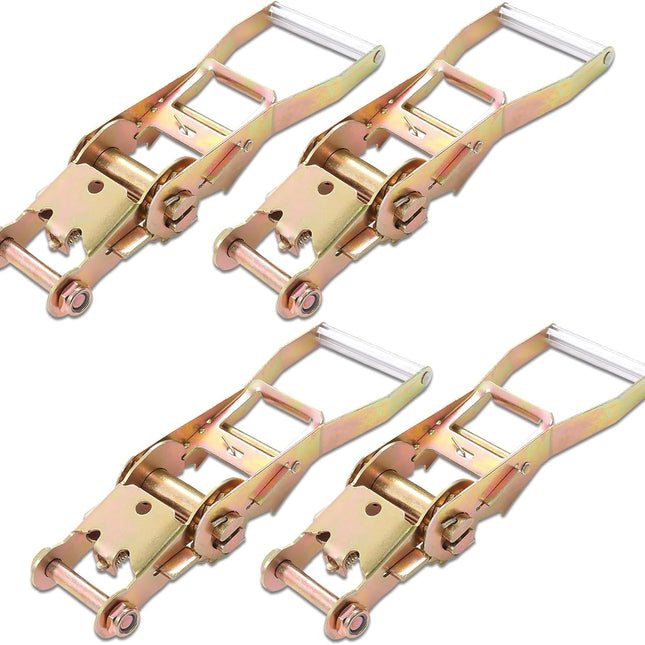 Findmall 2/4 Pack 2 Inch Steel Ratchet Buckle, 3,333 Lbs Working Load Limit Heavy Duty Ratchet Tensioner Replacement for Tie Down Straps, Truck Trailer Cargo Securing