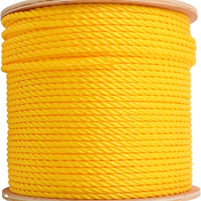 Findmall Orange Yellow 1/4in X 600ft 3 Stranded Braided Rope Heavy Duty Poly Ropes for DIY Projects, Commercial Use, Barrier Rope Breaking Strength 8500 pounds