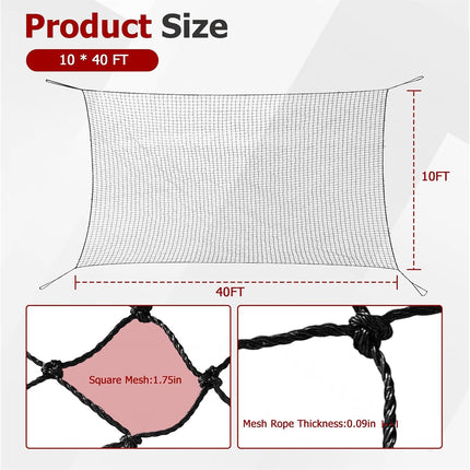 Findmall Baseball & Softball Backstop Net, Twisted Knotted Polyethylene Sports Barrier Netting with Hooks