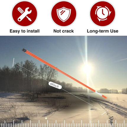 Findmall 100PCS 48inch Driveway Markers, 5/16 Diameter Snow Stakes, Orange Reflective Marker for Parking Lots, Walkways