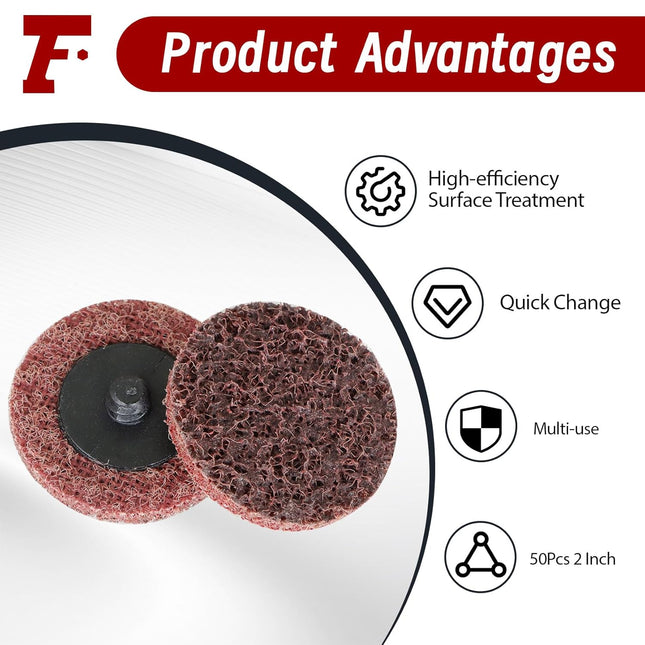 Findmall 50PCS 2" Quick Change Surface Conditioning Discs, Medium Grit, Maroon