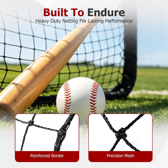 Findmall Baseball & Softball Backstop Net, Twisted Knotted Polyethylene Sports Barrier Netting with Hooks