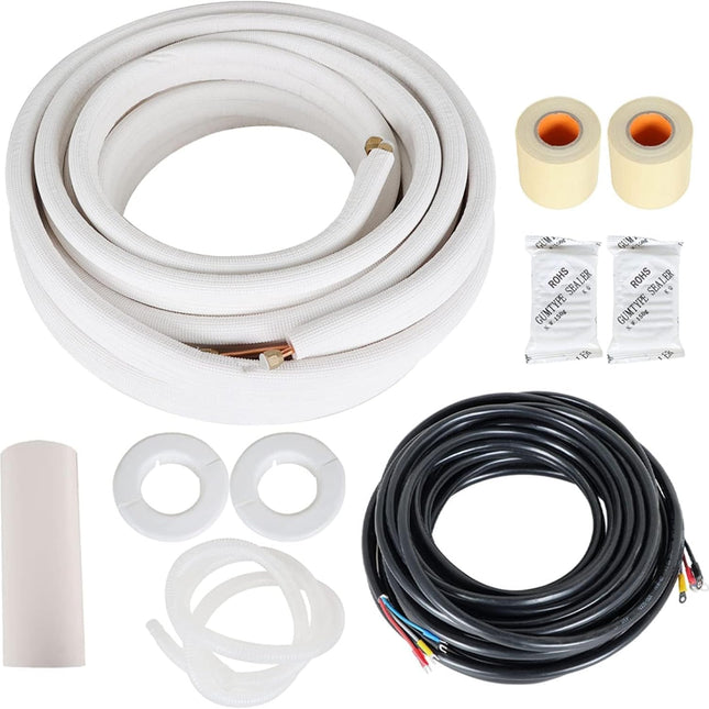 Findmall 50FT Mini Split Line Set 1/4" x 3/8" Insulated Copper Tubing Hose for Air Conditioner HVAC System