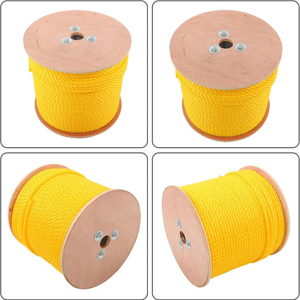 Findmall Orange Yellow 1/4in X 600ft 3 Stranded Braided Rope Heavy Duty Poly Ropes for DIY Projects, Commercial Use, Barrier Rope Breaking Strength 8500 pounds