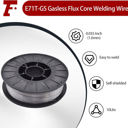 E71T-GS 0.035/0.030 In (1.0/0.8 MM) 10Lbs Gasless Flux Core Welding Wire (0.035)