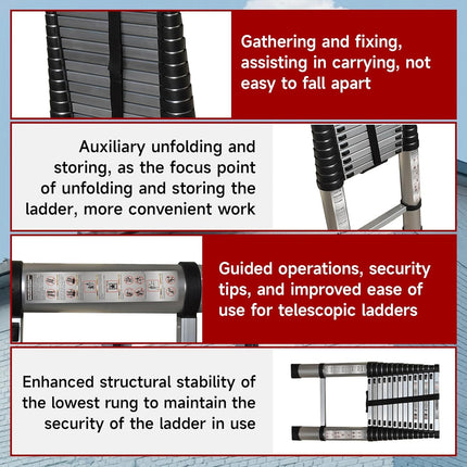 Findmall 14.5FT / 4.4M Aluminum Telescopic Ladder Multi Use Non-Slip Collapsible Ladder Telescoping Ladders