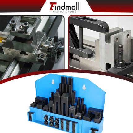 findmall 58 Pcs Pro-Series 1/2 Inch T-Slot 3/8 Inch-16 Stud Clamping Kit Fit for Bridgeport Mill