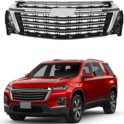 Findmall Front Upper Grille with Chrome Hood Trim Surround Replacement for Traverse 2022-2023