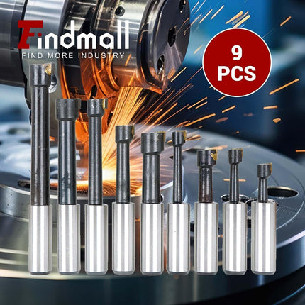 findmall 2" Boring Head R8 Shank Boring Tool Set, 9pcs 1/2" Carbide Boring Bar Set Milling Fit for Milling Machine, Thread 7/16-20"