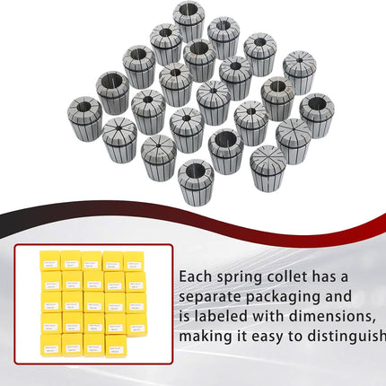 Findmall 24Pcs ER40 Accuracy Collet Set 3mm-26mm for CNC Milling Lathe Tool and Work-Holding Engraving Machine