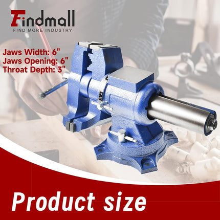 Findmall Heavy Duty Multi-Jaw Bench Vise with 360° Rotating Head and Swivel Base, Ductile Cast Iron Workbench Vise for Home Workshop and Industrial Clamping
