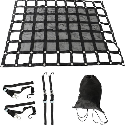 Findmall Heavy Duty Cargo Net, Adjustable Trailer Cargo Net, Cargo Net with S-Hook Fittings, Truck Bed Net, Black
