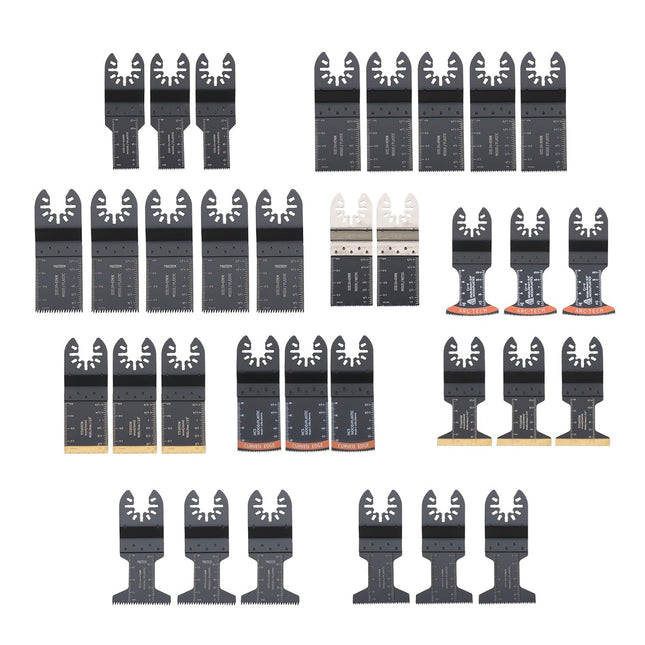 Findmall 37PC Oscillating Tool Blades Set - High Carbon Steel, Universal Quick Release, 10 Types for Wood/Metal/Plastic Compatibility with Most of Oscillating Multi-Tools