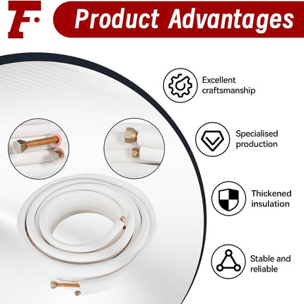 Findmall 50FT Air Conditioning Tubing Hose Extension 1/4 and 3/8 Inch Insulated Copper Hoses Fit for Mini Split Air Conditioner
