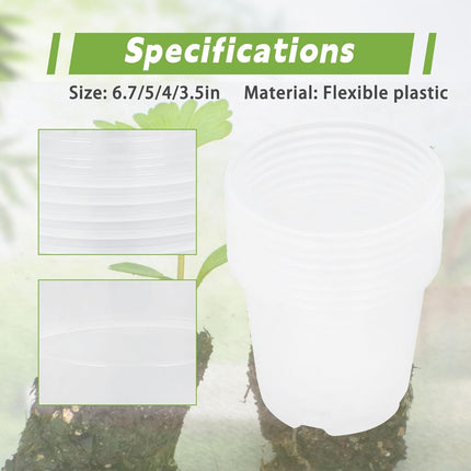 Findmall 36 Pack Clear Plastic Nursery Pots 6.7/5/4/3.5 Inch with Drainage Holes, Seedling Pots for Transplanting, Planting and Growing Flowers, Vegetables and Herbs