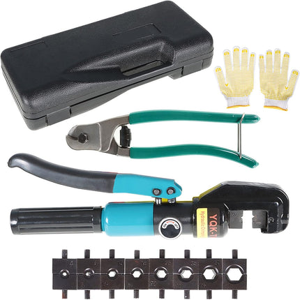 Findmall 10 Ton Hydraulic Wire Terminal Crimper with 9 Dies & Cable Cutter for 1/8" to 3/16" Stainless Steel Cable Railing Fittings