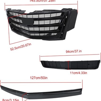 Findmall Glossy Black Front Bumper Grille Hood Molding and Lower Face Bar Kit Replacement for Escalade 2015-2020 GM1235129