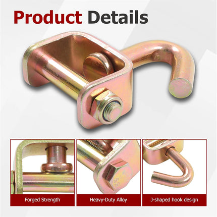 Findmall Swivel J-Hooks for 2 Inch Ratchet Straps, Heavy Duty Steel Rotating J Hooks 3333 Lbs Working Load for Truck Trailer Cargo Securing