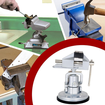 Findmall Suction Vacuum Base Vise Portable Base Vise 3.15" Jaw Width Pivots Multi-Angle Rotate 360° Fit for Various Smooth Work Surfaces