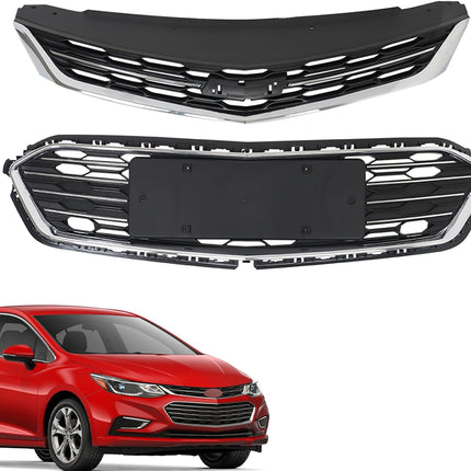 Findmall 2-Piece Front Upper and Lower Grille Set Replacement for Cruze 2016-2018