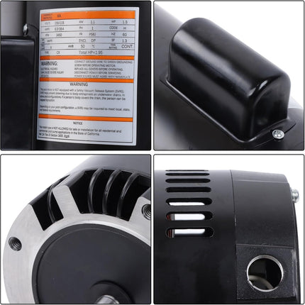 Findmall 1.5HP B129 Swimming Pool Motor, 3540RPM Speed Swimming Pool Pump, P56J Frame, 115V/230V