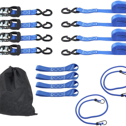 Findmall 4 Pack 1.6 Inch Ratchet Tie Down Straps 5208 lbs Break Strength Steel Polyester Cargo Straps with S Hooks for Motorcycle, ATV, Trailer, Truck and Moving
