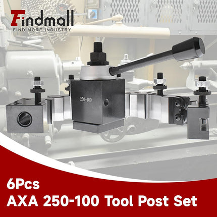 Findmall 6Pcs AXA 250-100 Tool Post Set CNC High Accuracy Piston Type Quick Change Tool Post Set Swing Dia 12 Inch